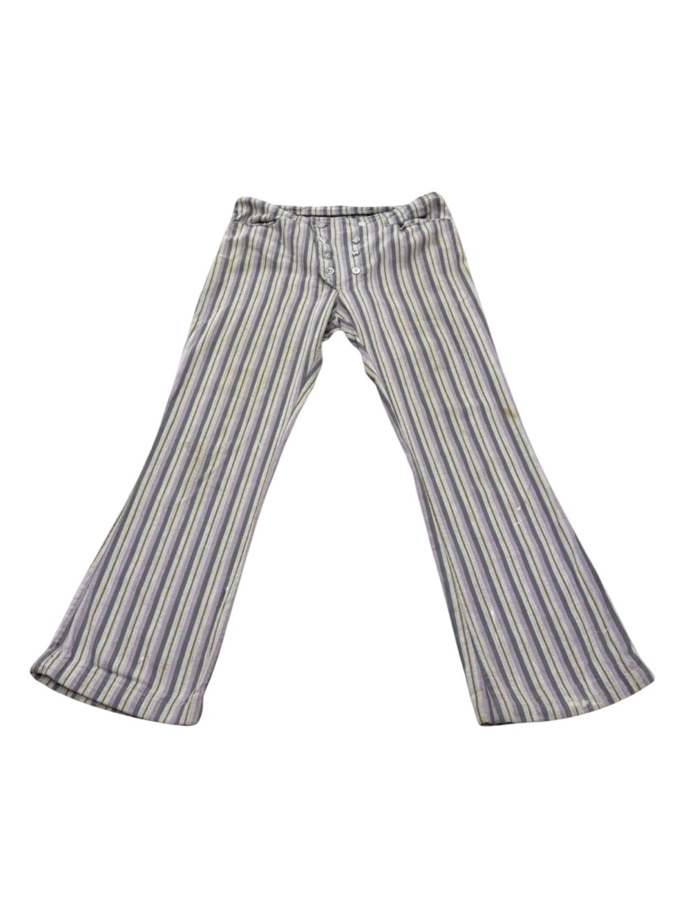 Vintage 90s Male Slack Jeans Purple Grey Striped Flare Pants Made in USA